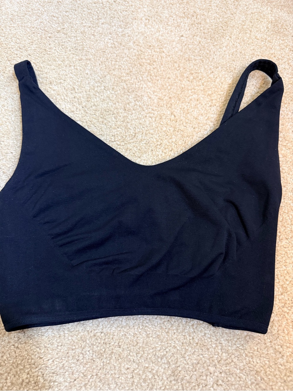 FP Movement by Free People Black Seamless V-Neck Sports Bralette M-L